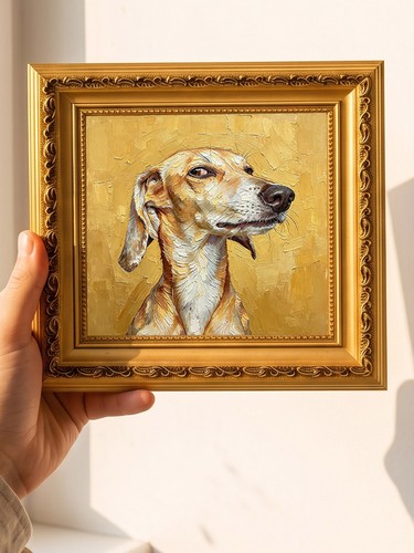 Vintage whippet dog oil - vintage,