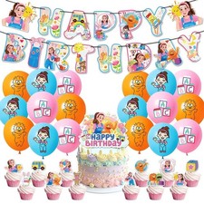 Ms Rachel Party Decoration Set Plates Balloons Banner Cake Topper Birthday Gift