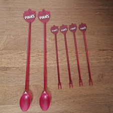 Pimms Cocktail Red Stirrers Spoons Set of Six