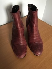 GABOR Burgundy Leather Zip-Up Ankle Boots - size 5.5 (UK)