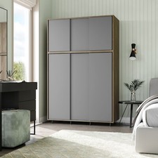 6 Sliding Doors Wardrobe Bedroom Storage Closet Clothes Hanging Rail Cupboard