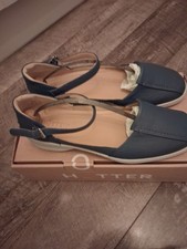 Hotter Navy Cassia 6 1/2 Wide Fit Ladies Shoes New