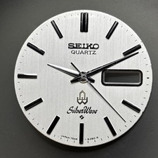Silver Dial And Hands from Seiko Quartz 7546 Silver Wave 28.5mm for 4pm crown