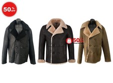 Men's B3 Shearling Sheepskin Double Breasted WW2 World War II Coat NV-128