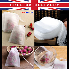 UK SELLER 100 Empty Tea Bags Filter Loose Paper Teabags Herb String Seal Heat