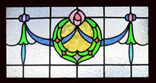 Beautiful Edwardian Rosebud & Swags Antique English Stained Glass Window