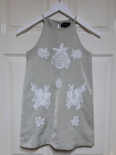 Victoria Beckham Halter Dress Lace Appliqué Girls Size M Sage Mist For Target