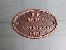 BR Early Mk1 Coach Plate Derby Worksplate Carriage Builders 30003 1951