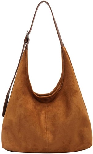 Suede tote bag brown - suede,