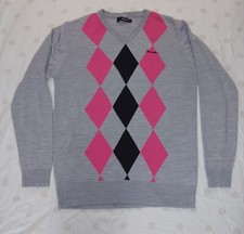 Ram Argyle Diamond Print V Neck Golf Jumper Mens Size Large
