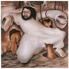 Christ in Wilderness - Foxes Stanley Spencer print in 10 x 12 inch mount SUPERB