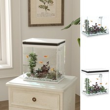 PawHut Small Fish Tank with Filter System, LED Lights, Water Pump, White