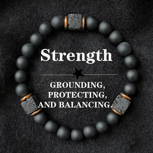 Men volcanic stone bracelet - volcanic,