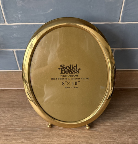 Vintage large solid brass - vintage, oval