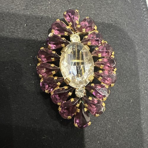 Victorian purple paste brooch - victorian,