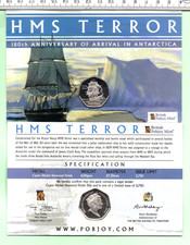 2021 H M S TERROR I.O.M. POBJOY MINT GENUINE BU QE II 50p (HS 164)