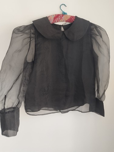 Black chiffon top - black, zara