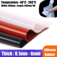 Silicone Sheet Black/Clear/White 0.1 - 6mm Thick 500mm Wide 500mm/1M Long