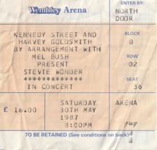 STEVIE WONDER TICKET Wembley Arena 1987 30th May Original ONE ONLY
