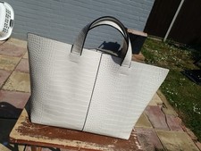 White Faux Crocodile Bag