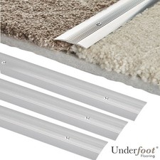 3 x Carpet Floor Flat Door Bar - 0.9m Silver Metal Threshold Trim Strip Door Bar