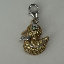 14ct gold charm duck citrine peridot diamond paved clip on 585 2.8g