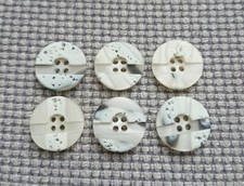 6 x Cream Grey 4 Hole Buttons