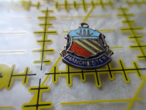 Signed silver enamel charm - d&f,