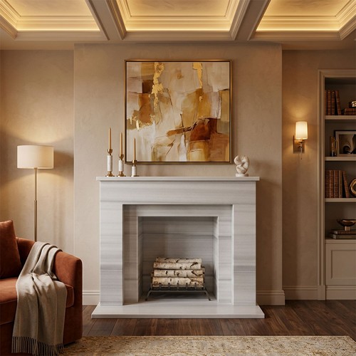 Light grey marble fireplace - light,