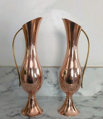 Copper vases with brass - x2,