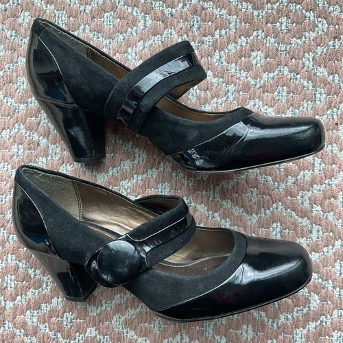 Clarks black patent and suede - black,