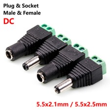 DC Power Socket & Plug Screw Terminal 12V Volt CCTV Adaptor 5.5mm x 2.1/2.5mm