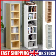 6 Tier Wooden CD DVD Game Book Shelf Storage Tower Rack- Fits 102 CDs Holders