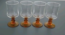 Glasses, Set Of 4, Amber Decorative Stems, 11cm X 5.8cm