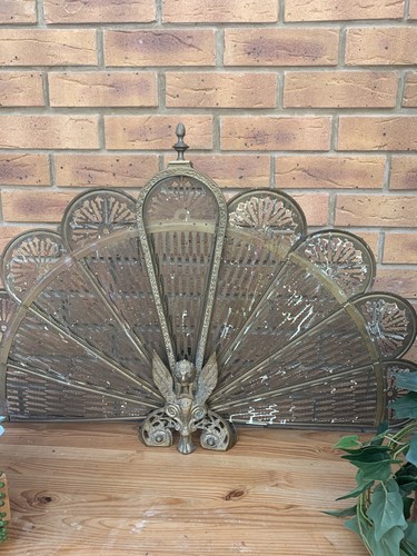 Vintage brass peacock - peacock, fan
