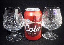 Pair Edinburgh Crystal STAR OF EDINBURGH Balloon Brandy Glasses 4.5"h (signed)