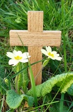 Cross. Wooden. Memorial. Grave Marker. pets. Small cross.Solid oak. Crucifix.