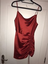 Zara Red Satin Draped Mini