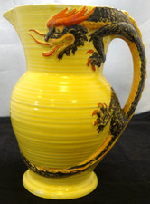 Burleigh Ware Art deco jug 4892 Yellow with climbing dragon very clean