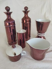 Vintage Royal Worcester Bronze & White 4 x Condiment Set Plus Goblet & Jug. VGC