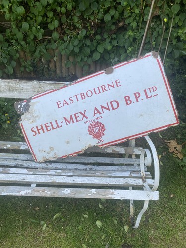 Vintage enamel sign shell mex - enamel,