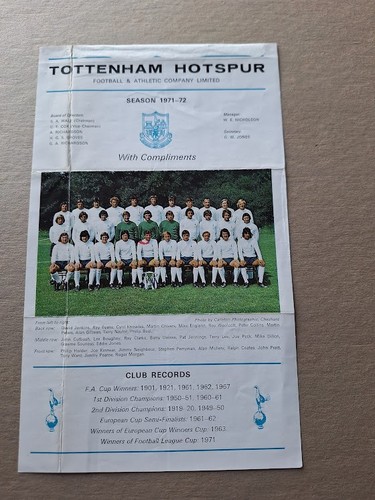 Spurs memorabilia 1971 72 - memorabilia,
