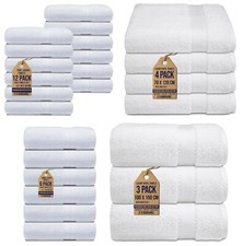 100% Egyptian Cotton White Face Hand Bath Towels Set Hotel Quality 500 - 800 GSM