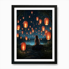 Lanterns In The Sky 5 Art Print Framed Wall Art Poster Canvas Print Picture