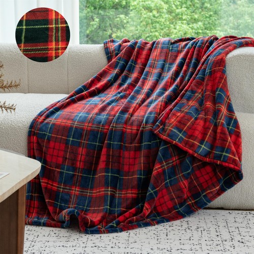 Check fleece throw - throw, blanket