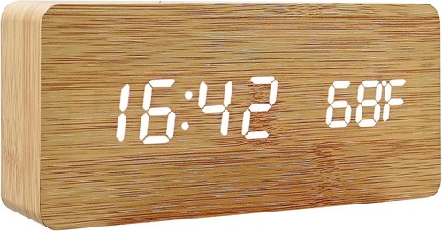 Bamboo digital alarm clock - bamboo,