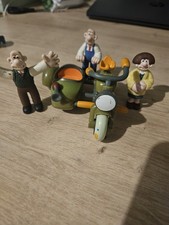 Wallace & Gromit figures, and Wendolene Ramsbottom, with motorcycle And Sidecar