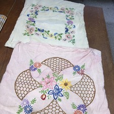 2 X Vintage Hand Embroidered