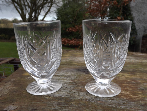 Pair waterford footed - of,