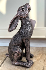 Moon Gazing Hare Garden Ornament Statue Resin New Bronze Finish Medium